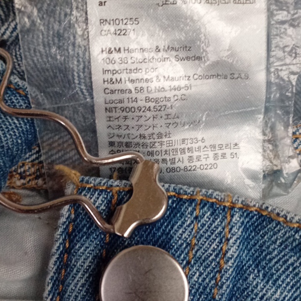 H&M Cotton Classic Blue Women's Denim Multi-Pocket Long Overalls O/S Pre-Loved - Picture 3 of 17